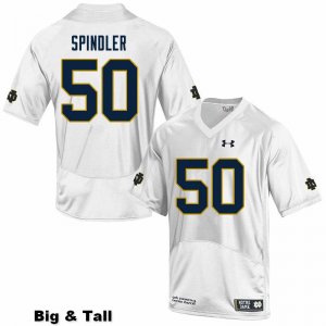 Notre Dame Fighting Irish Men's Rocco Spindler #50 White Under Armour Authentic Stitched Big & Tall College NCAA Football Jersey CIA1899MU